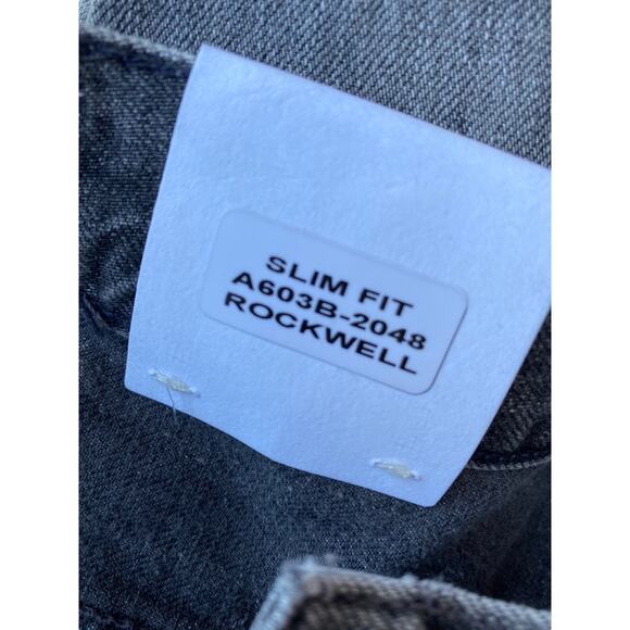 New Agolde Men Slim Fit Rockwell Gray Denim Distressed Destroyed Jeans Sz 32 - Picture 10 of 12